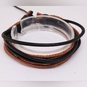 Men's Bracelet‎ Leather Layered Brown New f59